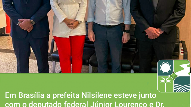 Em Brasília a prefeita Nilsilene esteve junto com o deputado federal Júnior Lourenço e Dr. Liorne, levando as demandas do município para o diretor Gabriel do (FNDE)Fundo Nacional de Desenvolvimento da Educação.