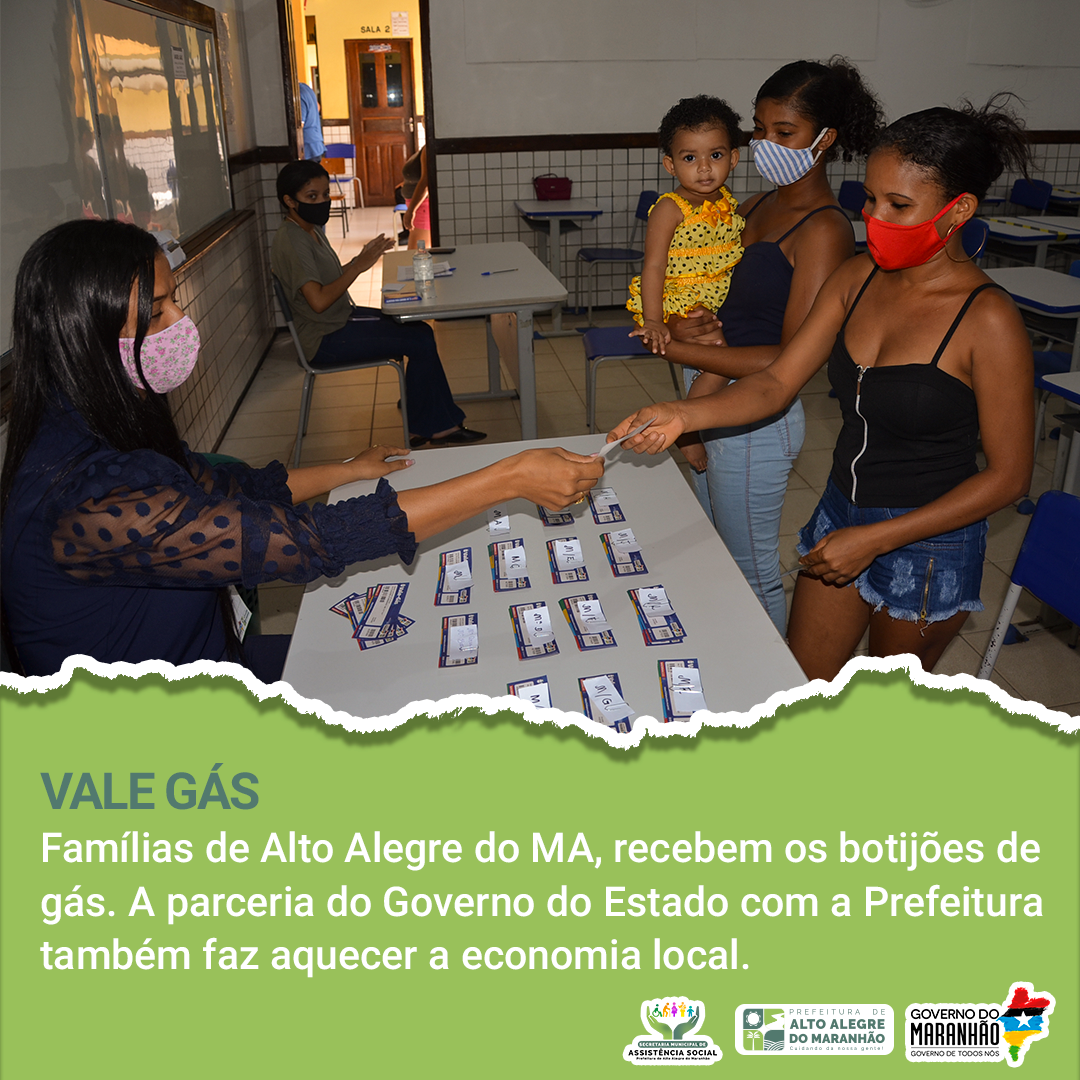 Famílias de Alto Alegre do MA, recebem os botijões de gás. A parceria do Governo do Estado com a Prefeitura também faz aquecer a economia local.