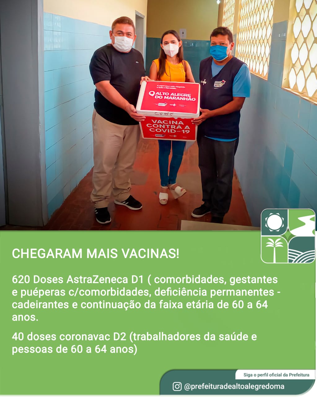Chegaram mais vacinas em Alto Alegre do Maranhão!