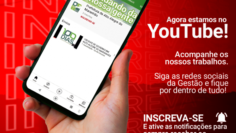 Agora temos mais uma ferramenta para mostrarmos as ações da Prefeitura de Alto Alegre e suas secretarias. Mais um canal pra estar mais perto de você.