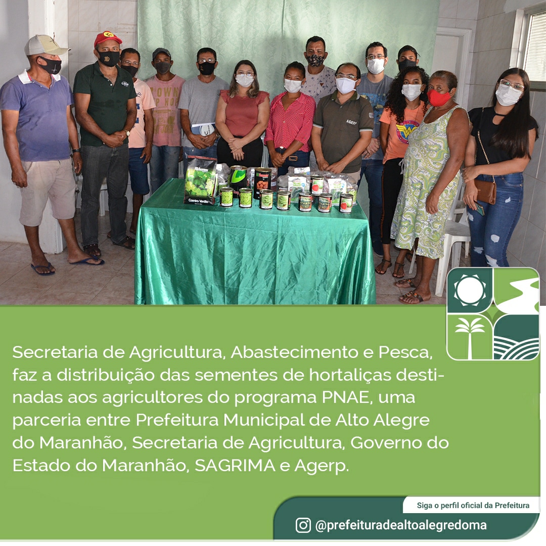 Secretaria de Agricultura, Abastecimento e Pesca, faz a distribuição das sementes de hortaliças destinadas aos agricultores do programa PNAE