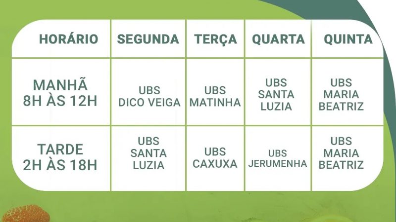 Agenda semanal de atendimento com Nutricionista