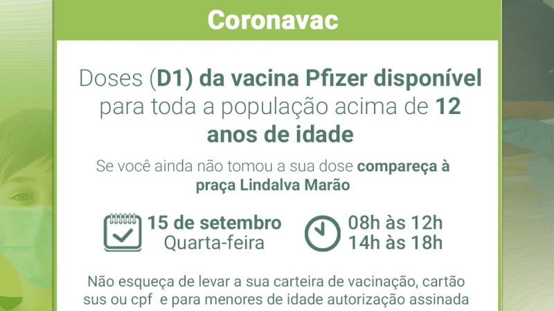 Mutirão da Vacinação nesta quarta-feira(15), na Praça Lindalva Marão