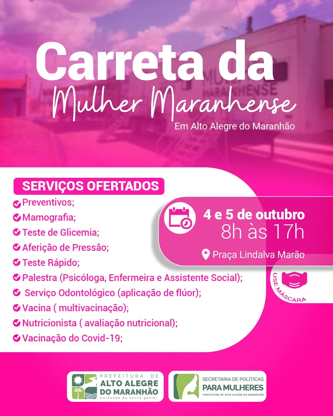 Carreta da Mulher estará em Alto Alegre do Maranhão