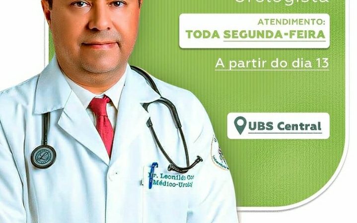 A partir do dia 13 de dezembro o médico, Urologista Leonildo fará atendimento em Alto Alegre do Maranhão na UBS Central