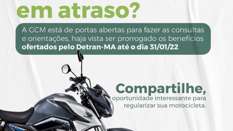 ATENÇÃO! O Detran, através da Guarda Municipal, convida você que está com a documentação atrasada da sua motocicleta a se regularizar.