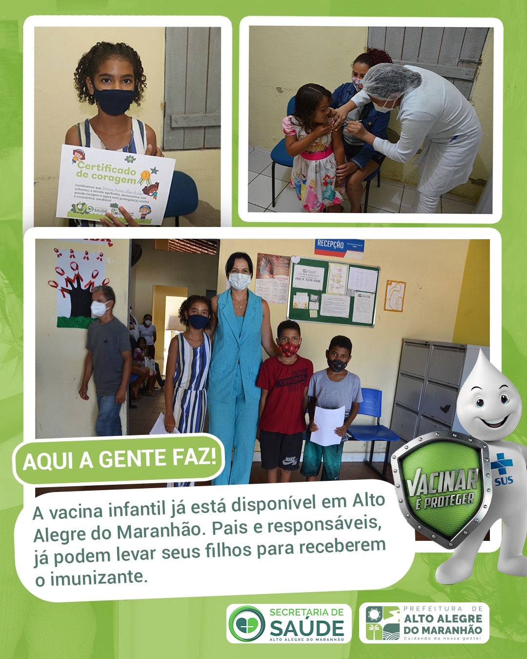 A vacina infantil já está disponível em Alto Alegre do Maranhão
