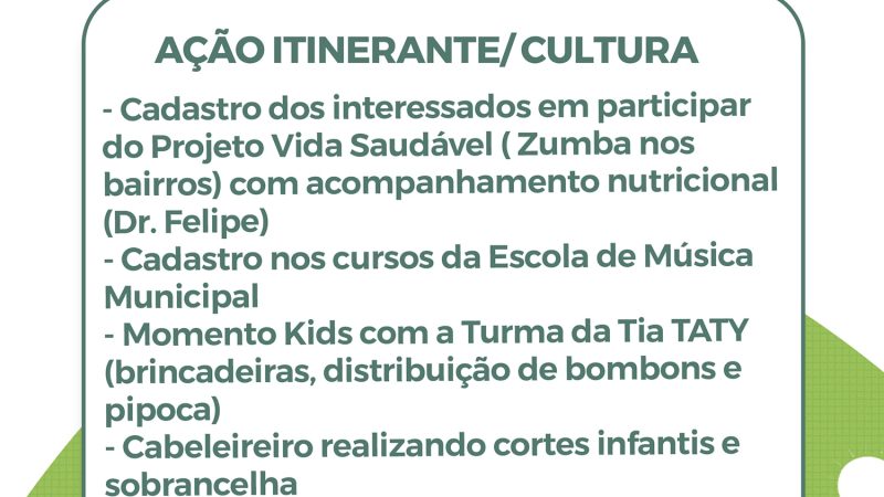 AÇÃO ITINERANTE! A Cultura, também estará presente no povoado Matinha.