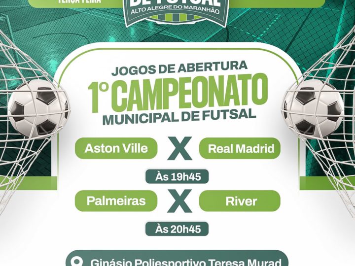 A Prefeitura Municipal de Alto Alegre do Maranhão tem a honra de promover o 1° Campeonato Municipal de Futsal!