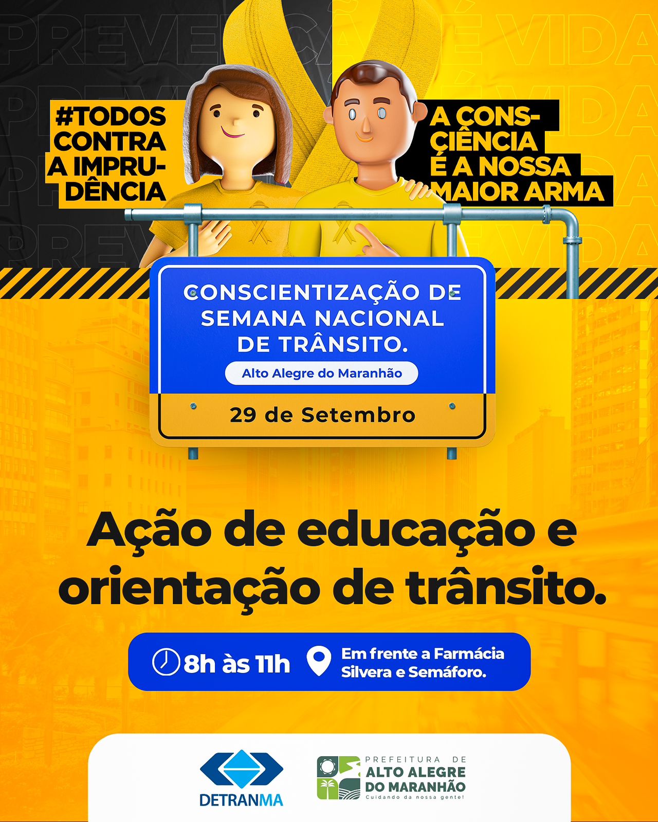 AmanhÃ£, dia 29 de setembro! AÃ§Ã£o Especial de EducaÃ§Ã£o e OrientaÃ§Ã£o no TrÃ¢nsito em Alto Alegre do MaranhÃ£o